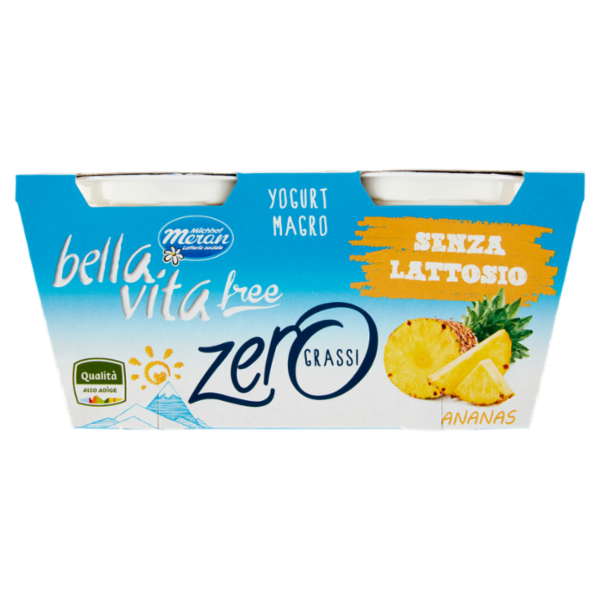 bella vita free Yogurt Magro Senza Lattosio Zero Grassi Ananas 2 x 125 g
