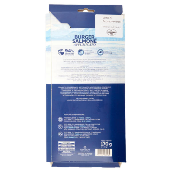 Food From The World Burger di Salmone Affumicato 2 x 85 g