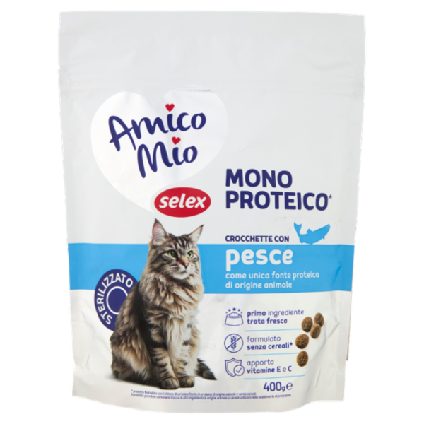 Selex Amico Mio Gatto Croccantini con Pesce Mono Proteico 400 g