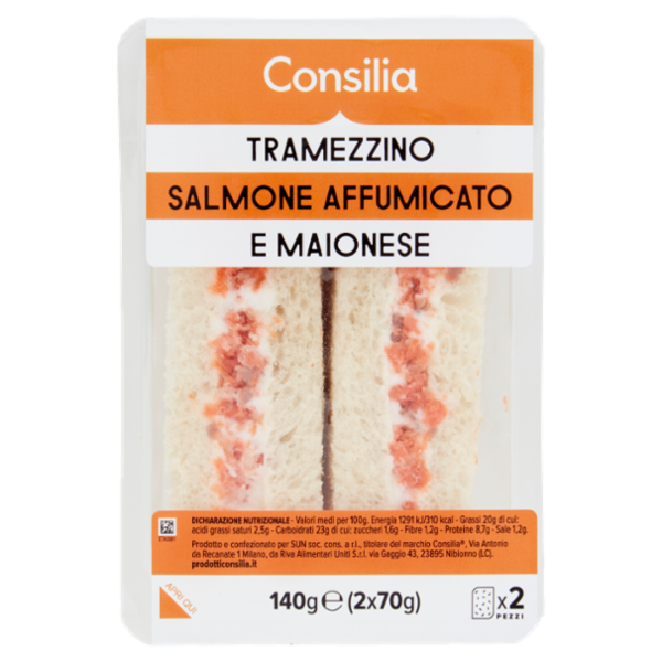 Consilia Tramezzini Farciti Salmone Affumicato e Maionese 2x70 g
