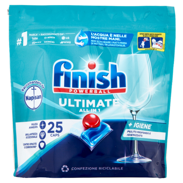 Finish Ultimate All In One Napisan pastiglie lavastoviglie 25 lavaggi 322,5 g