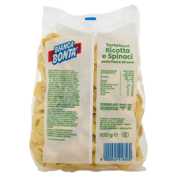 Bianca Bontà Tortelloni alla Ricotta e Spinaci 500 g