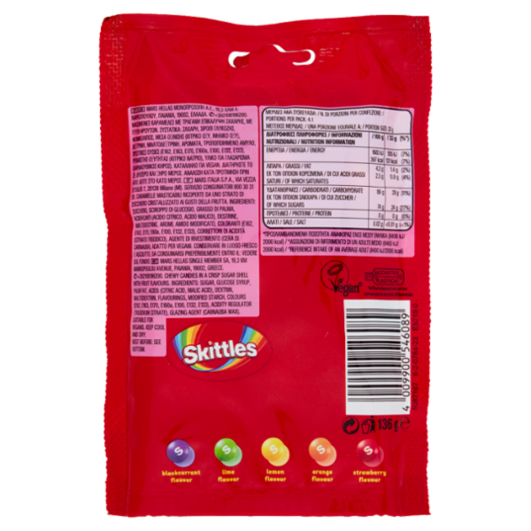 Skittles Fruit, Caramelle Assortite al Gusto Frutta 136g