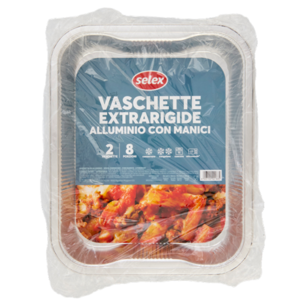 Selex Contenitore Extrarigido in Alluminio con Manici 8 Porzioni 2 pezzi