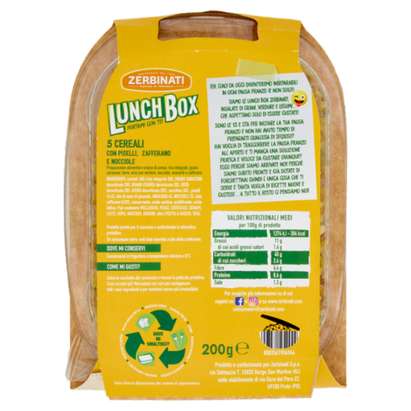 Zerbinati LunchBox 5 Cereali con Piselli, Zafferano e Nocciole 200 g