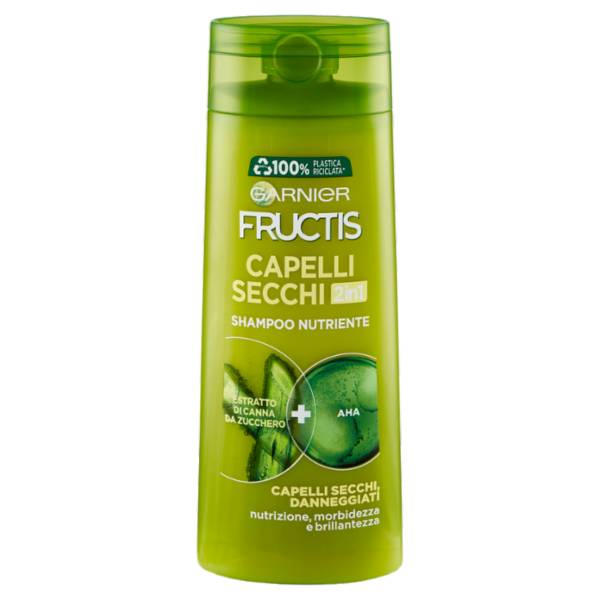 Garnier Shampoo Fructis Capelli Secchi & Sciupati 2in1, Capelli Nutriti e Brillanti, 250 ml