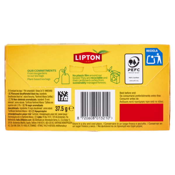 Lipton Yellow Label Deteinato 25 Filtri 37,5 g