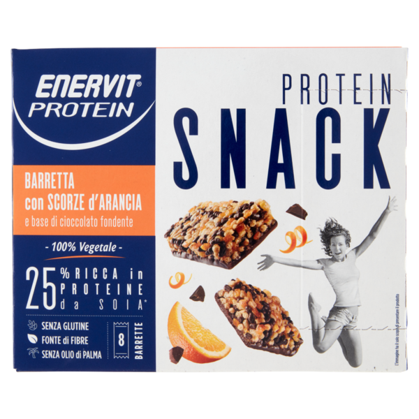 Enervit Protein 100% Vegetale Protein Snack Barretta con Scorze d'Arancia 8 x 25 g
