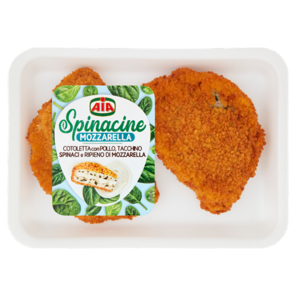 Aia Spinacine Mozzarella Cotoletta con Pollo, Tacchino, Spinaci e Ripieno di Mozzarella 0,245 kg