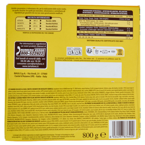 Tartufone il Pandoro Crema al Cioccolato 800 g