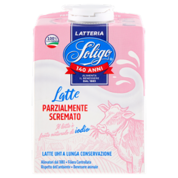 Latteria Soligo Latte Parzialmente Scremato UHT a Lunga Conservazione 500 Ml