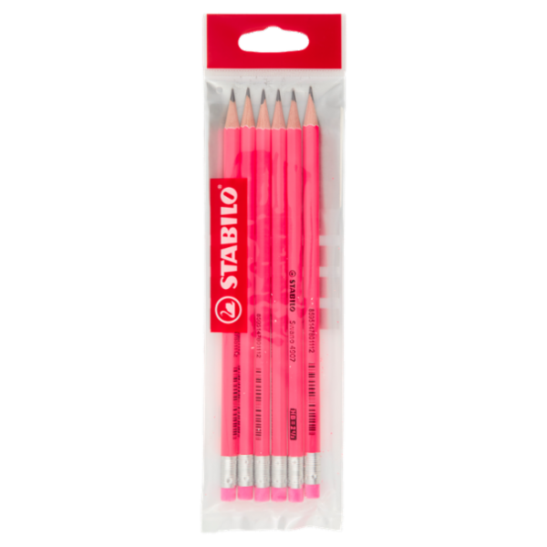 STABILO Swano HB=2 matite con fusto fluorescente in colori misti - Ecopack da 6 pz.