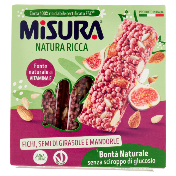 Misura Natura Ricca Fichi, Semi di Girasole e Mandorle 3 x 22 g