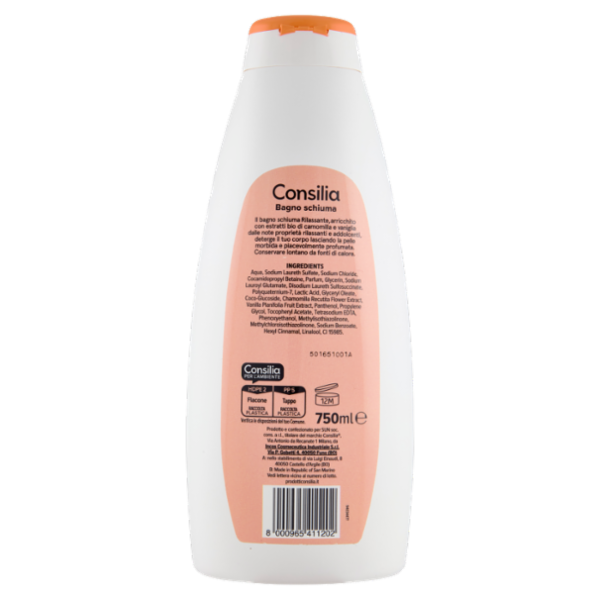 Consilia Bagno Schiuma Rilassante Camomilla e Vaniglia 750 ml