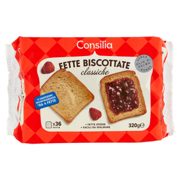 Consilia Fette Biscottate Classiche in Confezioni Salvafreschezza 9x4 fette 320 g