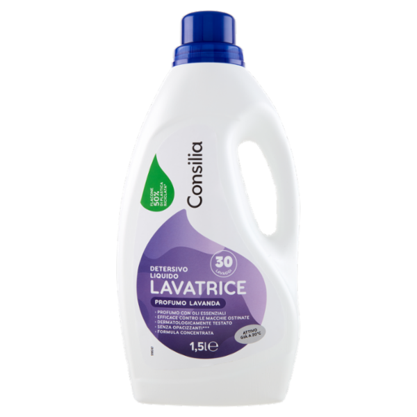 Consilia Detersivo per Lavatrice Liquido Lavanda 30 Lavaggi 1,5 L