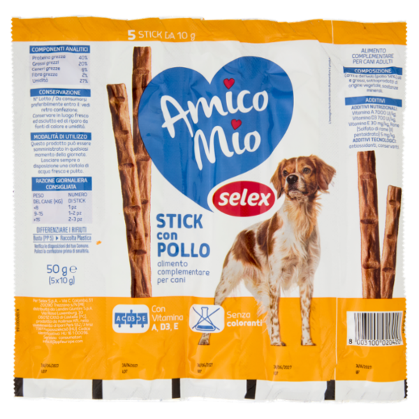 Selex Amico Mio Cane Stick con Pollo 5x10 g