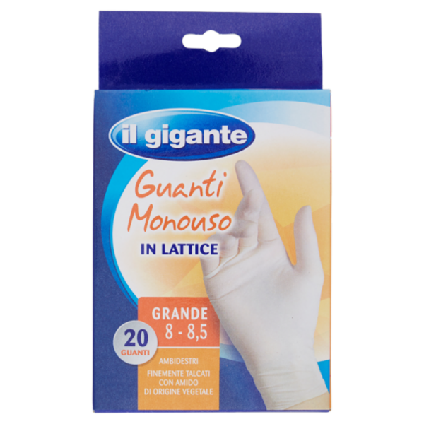 IL GIGANTE Guanti Monouso in Lattice Grande 8 - 8,5 20 Guanti