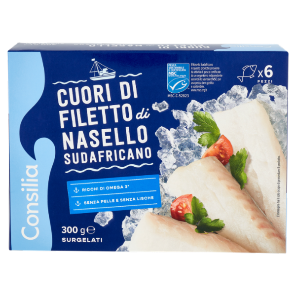 Consilia Cuori di Filetti di Nasello Surgelati 300 g