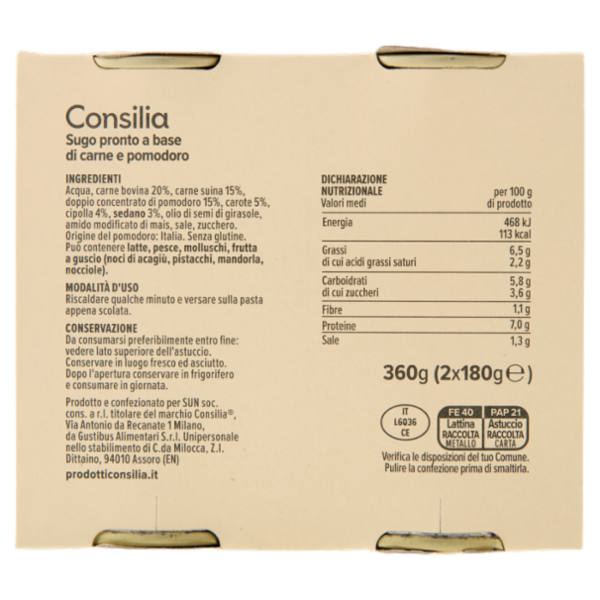 Consilia Ragù Gusto Ricco alla Bolognese 2x180 g