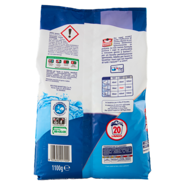 Omino Bianco Detersivo in Polvere Igienizzante 20 Lavaggi 1100 g