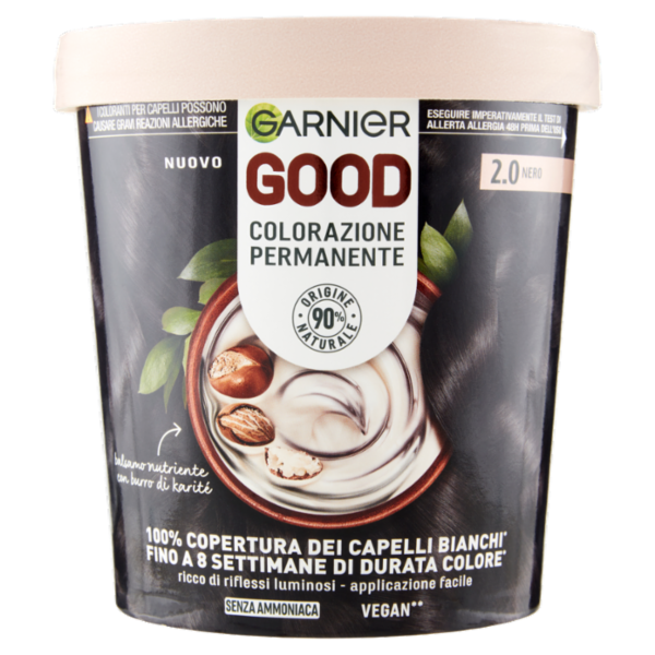 Garnier GOOD 2.0 Nero, colorazione permanente senza ammoniaca, 90% origine naturale