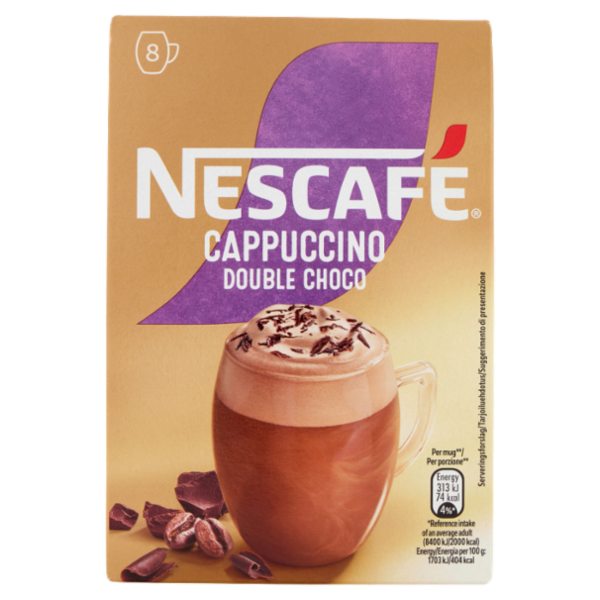 NESCAFÉ Cappuccino Double Choco Solubile con Cacao 8 Bustine 148g