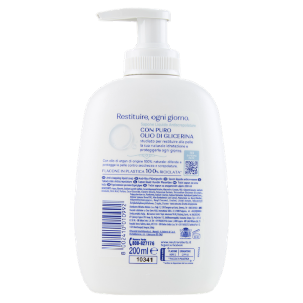 Neutro Roberts Antiscrepolature Olio di Argan Sapone Liquido 200 ml