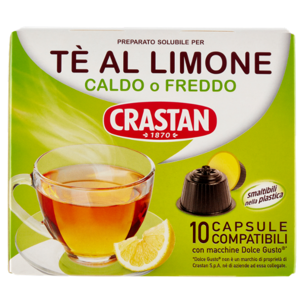 Crastan Preparato Solubile per Tè al Limone Capsule Compatibili con macchine Dolce Gusto 10 x 12 g