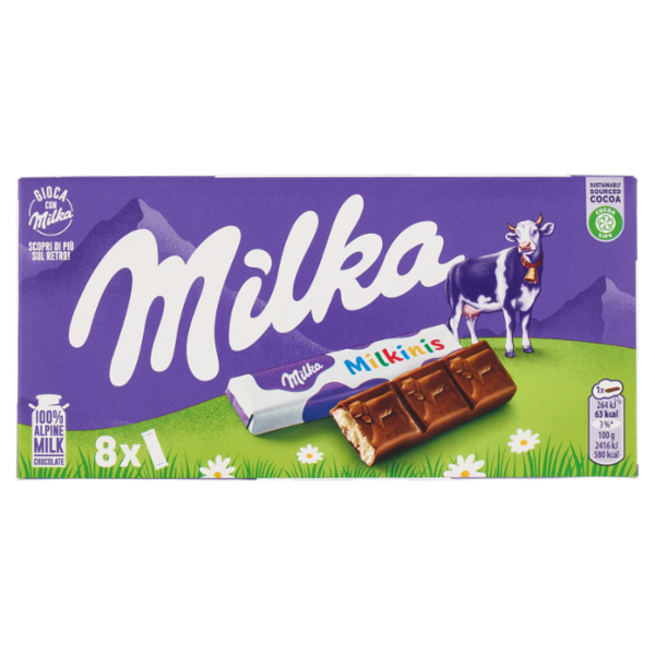 Milka Milkinis, barrette di cioccolato Milka con ripieno di crema al latte - 87,5g