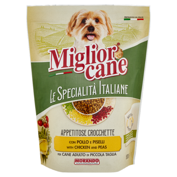 Migliorcane Le Specialità Italiane Crocchette Pollo, Piselli per Cane Adulto di Piccola Taglia 800 g