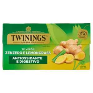 Twinings Zenzero e Lemongrass Tè Verde Aromatizzato Antiossidante e Digestivo 25 Filtri The 50 g