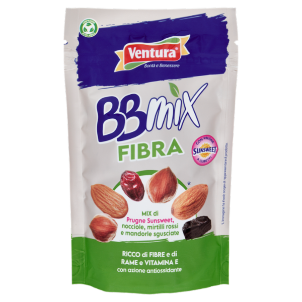 Ventura BBmix Fibra Mix di Prugne Sunsweet, nocciole, mirtilli rossi e mandorle sgusciate 150 g