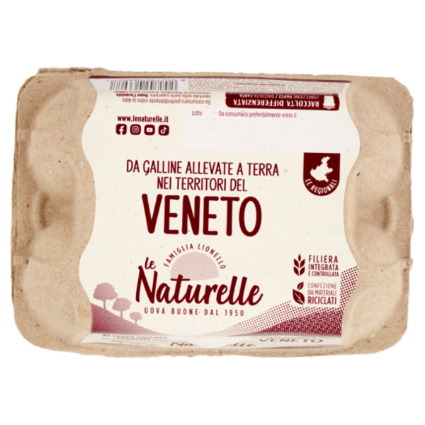 le Naturelle Le Regionali Veneto 6 Uova Grandi Fresche da Allevamento a Terra
