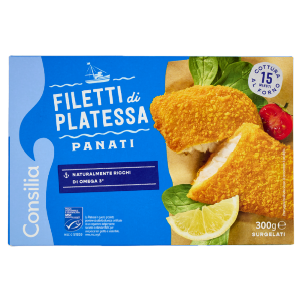 Consilia Filetti di Platessa Impanati Surgelati 300 g