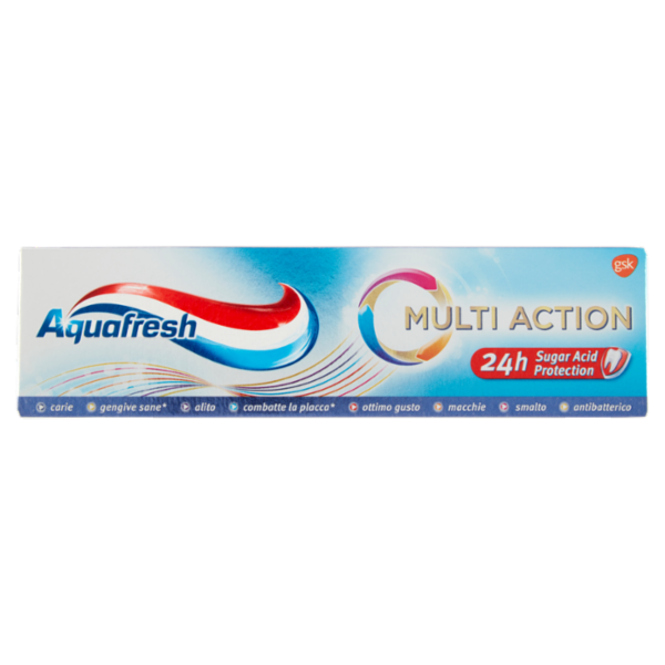 Aquafresh Multi Action Dentifricio con minerali di fluoro per rinforzare smalto e alito fresco 75 ml