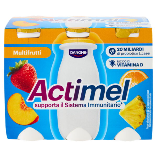 ACTIMEL, Yogurt da Bere con Vit B6 e D per il Sistema Immunitario, Multifrutti, 6X100G