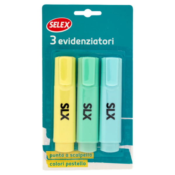 Selex Evidenziatore Azzurro Giallo Verde 3 pezzi