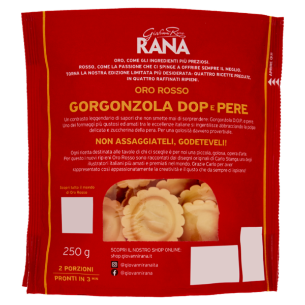 Giovanni Rana Oro Rosso Ravioli Ripieni Gorgonzola DOP e Pere 250 g
