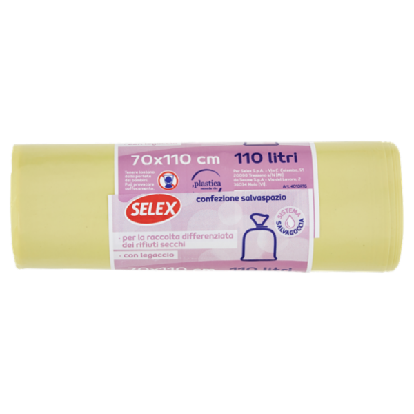 Selex Casa Bella Sacchi Condominiali Giallo con Legaccio Cm 70X110 10 pezzi