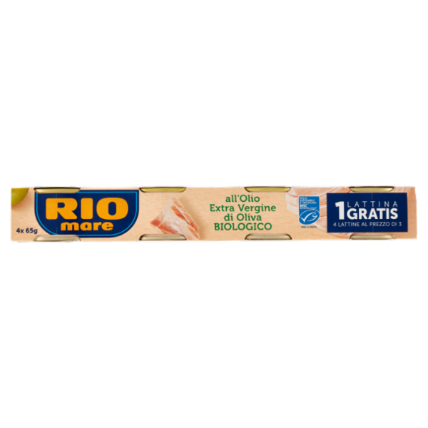 Rio mare Tonno all'Olio Extra Vergine di Oliva Biologico 4 x 65 g