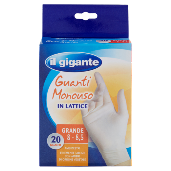 IL GIGANTE Guanti Monouso in Lattice Grande 8 - 8,5 20 Guanti