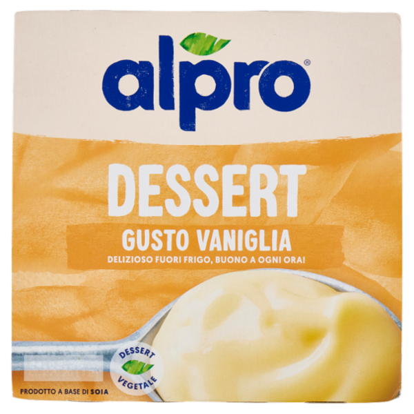 ALPRO Dessert 100% Vegetale Gusto Vaniglia, Senza Lattosio, Povero di Grassi, Fonte di Calcio,4X125g