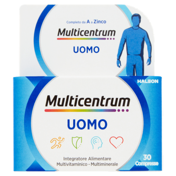 Multicentrum Uomo Vitamina B, D, Magnesio Integratore Multivitaminico Completo 30 cpr 39 g