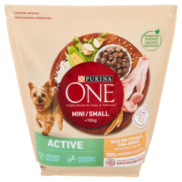 PURINA ONE Mini/Small Active Ricco in Pollo, con Riso 1,5 kg