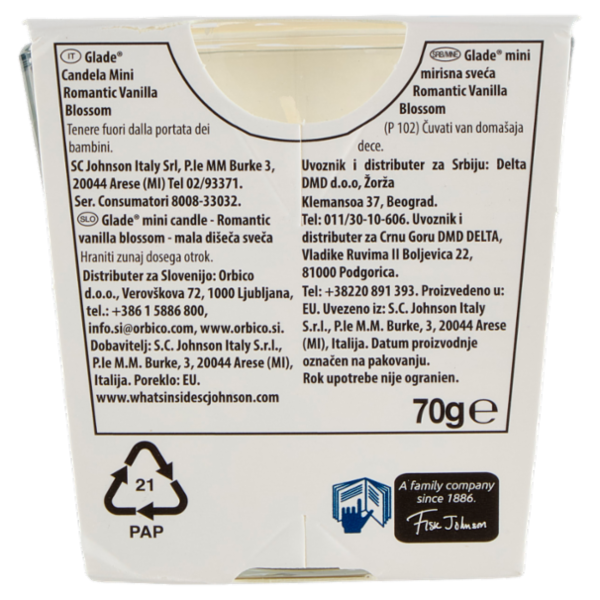 Glade® Candela piccola profumata, Fragranza Vaniglia, 70g