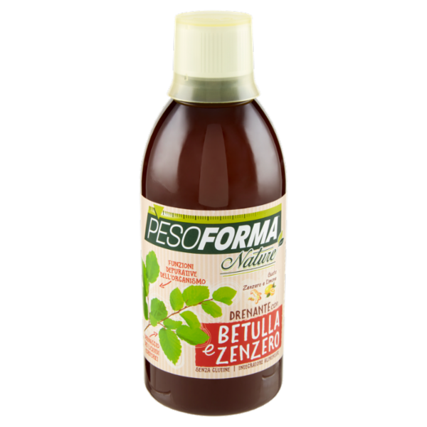 Pesoforma Nature, Drenante con Betulla e Zenzero, Gusto zenzero e limone, Flacone da 500ml