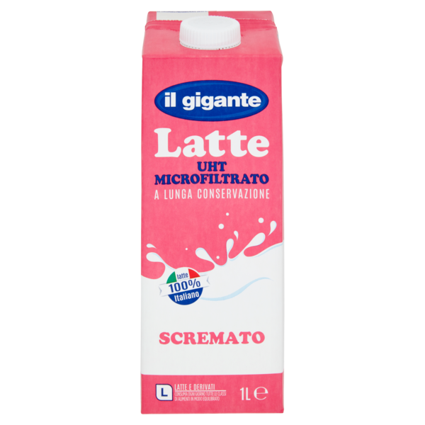 IL GIGANTE Latte UHT Microfiltrato a Lunga Conservazione Scremato 1 L