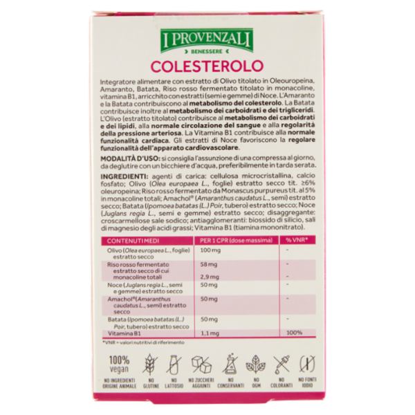 I Provenzali Benessere Colesterolo Benessere Cardiovascolare 30 compresse 24 g