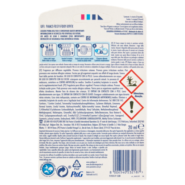 Ambi Pur Profumatore per Ambienti 3Volution, Lenor Oro e Fiori di Vaniglia, Ricarica 20ml